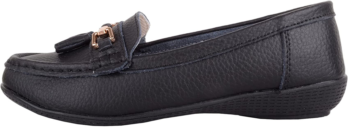 Womens Slip On Casual Leather Loafer/Deck/Boat Shoes/Sandals