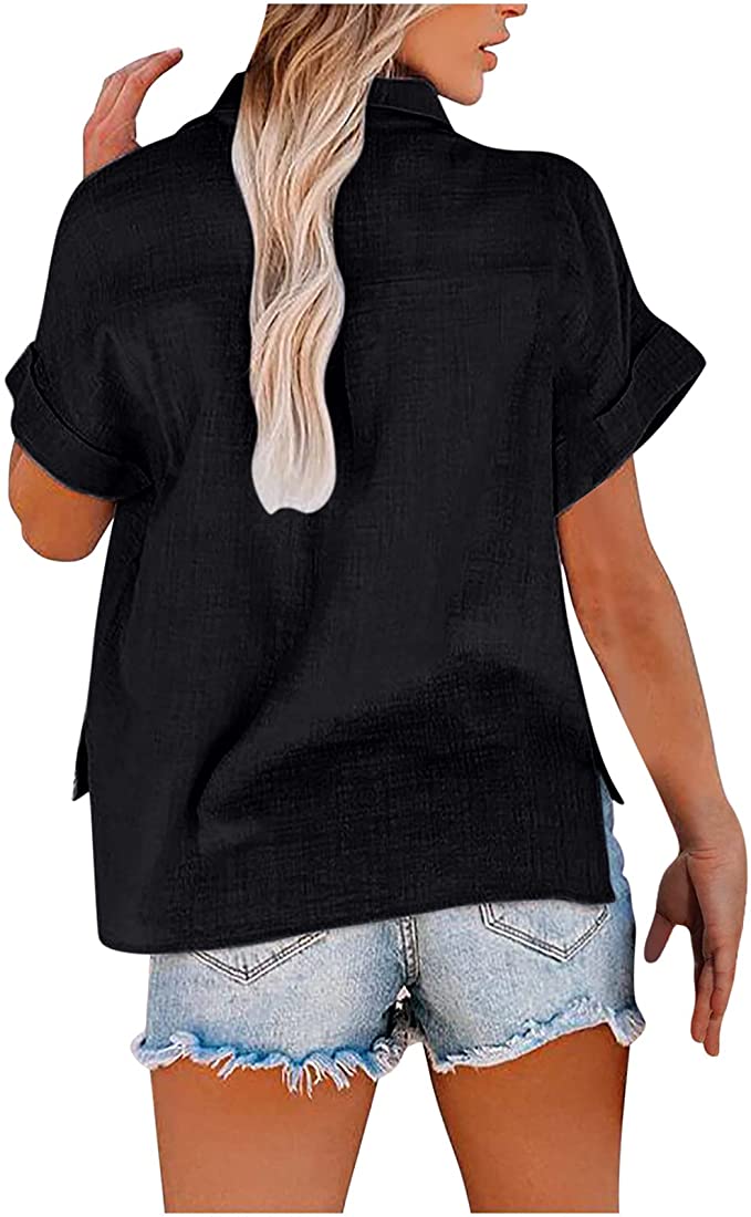 Women Shirts Sale Ladies Tops Fashion Solid Button Shirt Female V-Neck Loose T-Shirt Blouse Clearance Plus Size Elgant Office Shirts UK Size