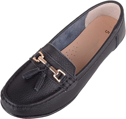 Womens Slip On Casual Leather Loafer/Deck/Boat Shoes/Sandals