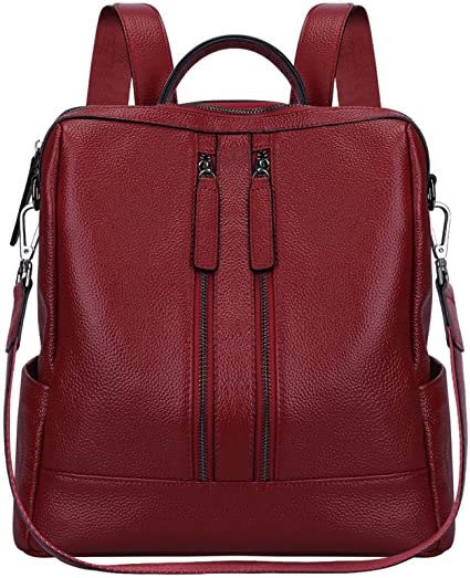 S-Zone Lightweight Women Genuine Leather Backpack Small Casual Shoulder Bag Purse