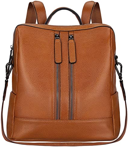 S-Zone Lightweight Women Genuine Leather Backpack Small Casual Shoulder Bag Purse