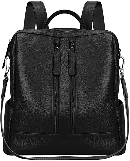 S-Zone Lightweight Women Genuine Leather Backpack Small Casual Shoulder Bag Purse